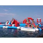 Red and Blue Inflatable Aqua Park , 0.9mm PVC Tarpaulin Inflatable Sports Park